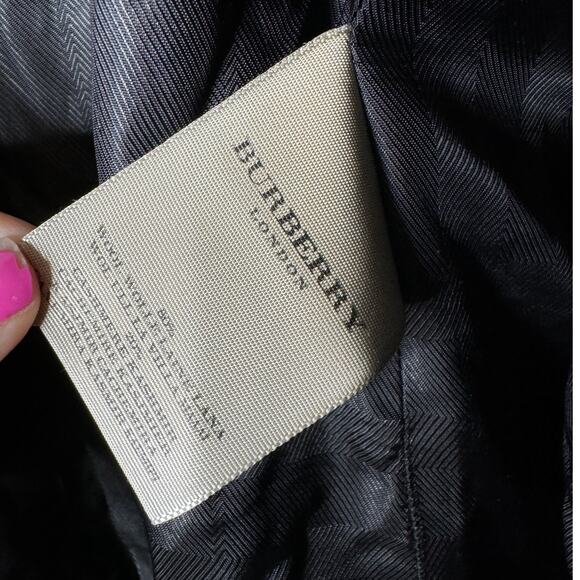 Burberry London Women UK 14 US 12 Black Wool Cashmere Stand Collar Long Coat - Picture 15 of 16